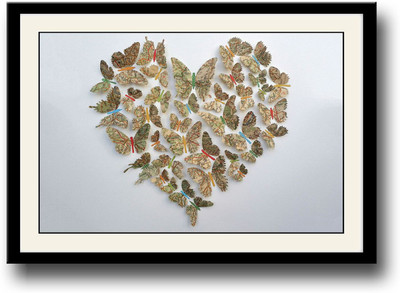 

Paper butterflies heart Fine Art Print(10 inch X 14 inch, Framed)