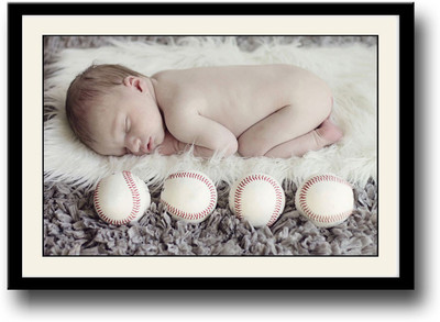 

Cute baby with baseballs Fine Art Print(10 inch X 14 inch, Framed)