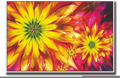 Posterhouzz Red and yellow artistic flowers Fine Art Print(12 inch X 18 inch, Rolled)