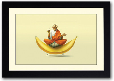 

Monk With Banana Fine Art Print(14 inch X 20 inch, Framed)