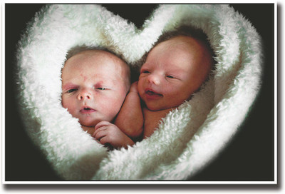 

Two cute baby in a heart Fine Art Print(12 inch X 18 inch, Rolled)