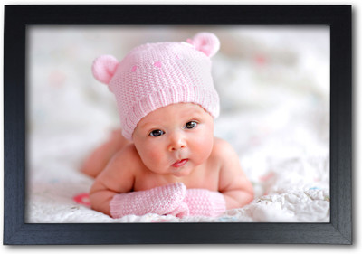 

Cute Baby in a Pink Hat Poster with Frame Paper Print(14 inch X 20 inch, Streched)