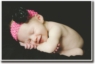 

Baby smiling with pink and black band Fine Art Print(12 inch X 18 inch, Rolled)