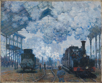 

Old Masters Collection - Saint Lazare Station In Paris, Arrival of a Train By Claude Monet - Ready To Frame Framed Digital Art Print On Photographic Paper(24 inch X 18 inch, Rolled)