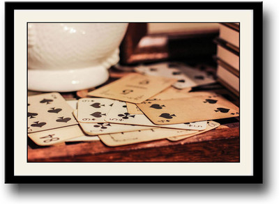 

Old playing cards on table Fine Art Print(10 inch X 14 inch, Framed)