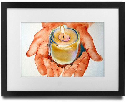 

Shaildha's Water Colour Painting Print of Candle In Hand Fine Art Print(9 inch X 11 inch)