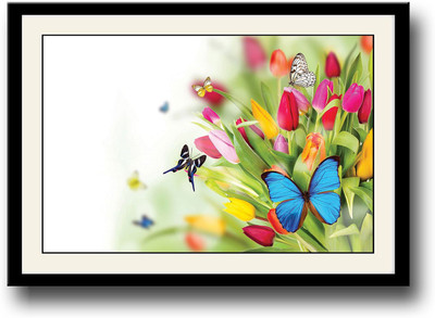 

Amazing butterflies on flowers Fine Art Print(10 inch X 14 inch, Framed)