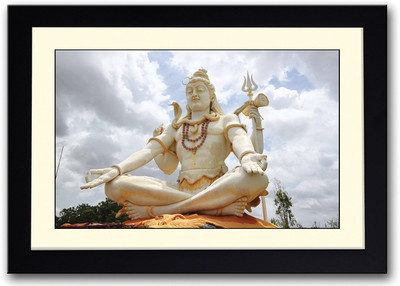 

White Lord Shiva Statue Fine Art Print(14 inch X 20 inch, Framed)
