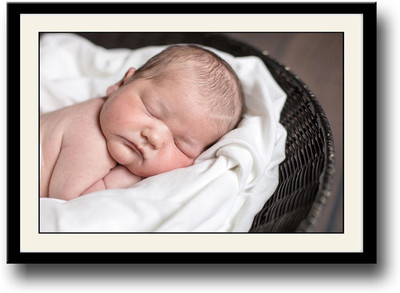 

Cute baby sleeping in basket Fine Art Print(10 inch X 14 inch, Framed)