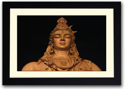 

God Shiva Statue During Night Fine Art Print(14 inch X 20 inch, Framed)
