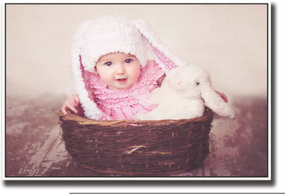

Posterhouzz Baby with a rabbit Fine Art Print(12 inch X 18 inch, Rolled)
