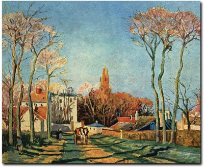 75% OFF on Stybuzz Old Village Painting Art Frameless Canvas Art(22 inch X 18 inch)