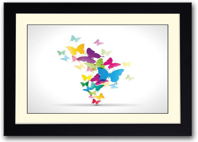 

Colourful Butterflies Fine Art Print(14 inch X 20 inch, Framed)