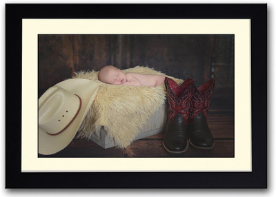 

Adorable Newborn Baby With Boots Fine Art Print(14 inch X 20 inch, Framed)