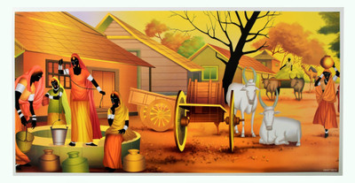 

Bm Traders Textured Work Modern Art Village Unframed Poster (20 X 40 Inches) Paper Print(20 inch X 40 inch, Rolled)