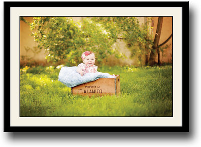 

Baby smiling on a wooden rack Fine Art Print(10 inch X 14 inch, Framed)