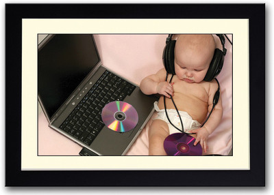 

Newborn Enjoying Music Fine Art Print(14 inch X 20 inch, Framed)