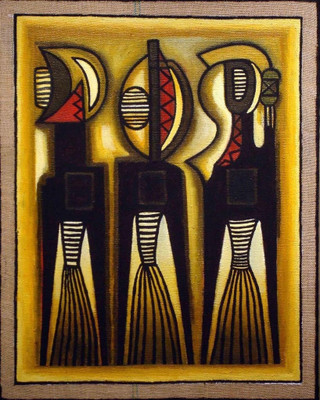 77% OFF on Canvas Painting without Frame - Three Ladies Portrait Canvas Art(22 inch X 18 inch)