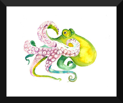 

Tallenge Art For Kids - Giant Green Octopus - Premium Quality A3 Size Framed Poster Paper Print(17 inch X 12 inch, Framed)