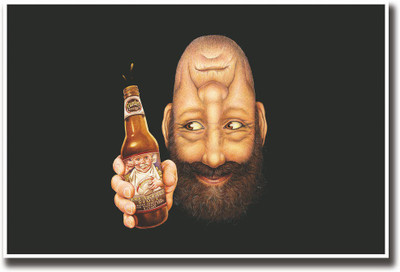 

Face upside down with beer Fine Art Print(12 inch X 18 inch, Rolled)