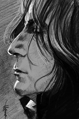 Severus Snape - Black and White Sketch Paper Print(18 inch X 12 inch, Stretched)