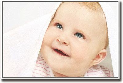 

Cute baby with white towel Fine Art Print(12 inch X 18 inch, Rolled)