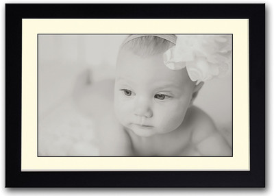 

Baby With Hair Band B&W Fine Art Print(14 inch X 20 inch, Framed)
