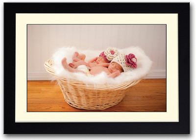 

Twin Cute Baby In Basket Fine Art Print(14 inch X 20 inch, Framed)
