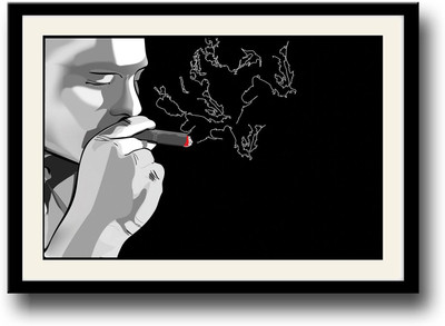 

Smoking cigar with closed eyes Fine Art Print(10 inch X 14 inch, Framed)
