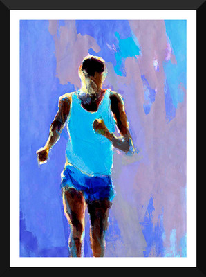 

Spirit Of Sports - Abstract Painting - The Runner - A3 Size Framed Poster Paper Print(17 inch X 12 inch)