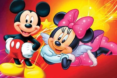 

MICKEY AND MINI MOUSE CARTOON 12X18 INCHES Fine Art Print(12 inch X 18 inch)