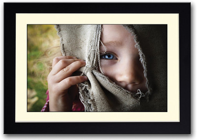 

Girl Looking Through Torn Sack Fine Art Print(14 inch X 20 inch, Framed)
