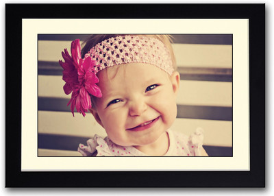 

Baby Girl With Pink Flower Hair Band Fine Art Print(14 inch X 20 inch, Framed)