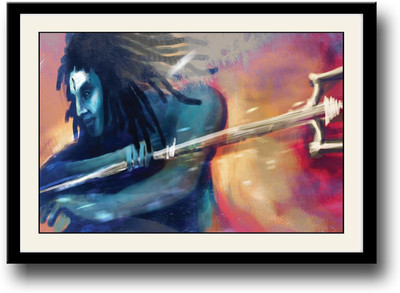 

Shiva with trishul Fine Art Print(10 inch X 14 inch, Framed)