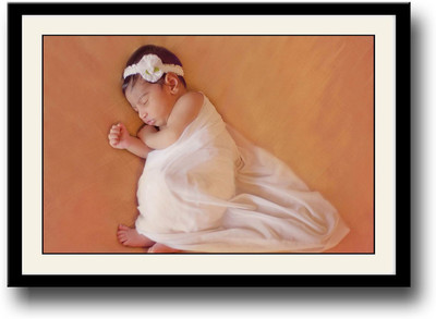 

Cute baby in white dress Fine Art Print(10 inch X 14 inch, Framed)