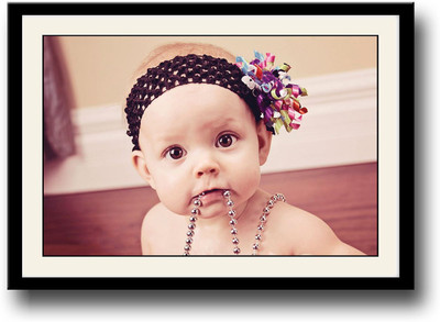 

Baby with necklace in mouth Fine Art Print(10 inch X 14 inch, Framed)