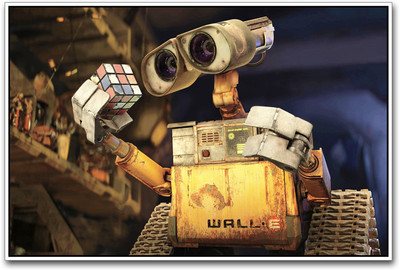 

Wall E looking at Rubiks Cube Paper Print(12 inch X 18 inch)