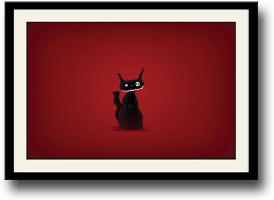 

Black cartoon cat Fine Art Print(10 inch X 14 inch, Framed)
