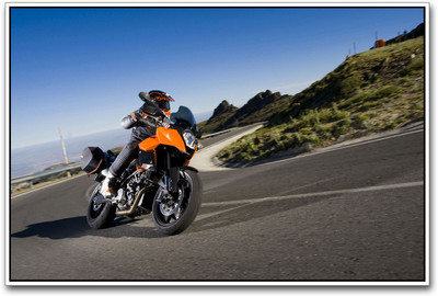 

KTM Motorcycle on road Paper Print(12 inch X 18 inch)