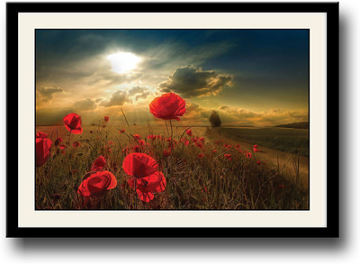 

Red Flowers in sunlight Fine Art Print(10 inch X 14 inch, Framed)