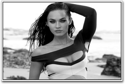

Megan Fox Black and White Paper Print(12 inch X 18 inch)