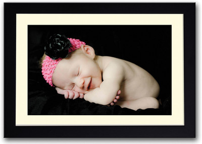 

Baby Smiling With Pink and Black Band Fine Art Print(14 inch X 20 inch, Framed)