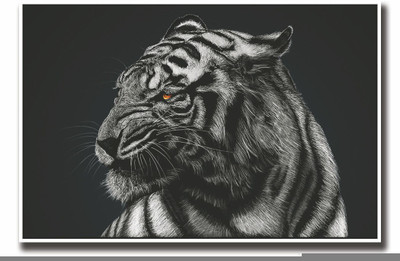 

Posterhouzz Black and White Tiger Fine Art Print(12 inch X 18 inch, Rolled)