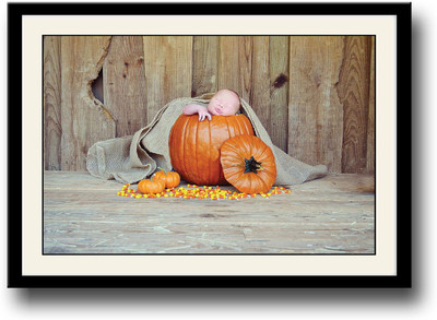

Newborn baby inside pumpkin Fine Art Print(10 inch X 14 inch, Framed)