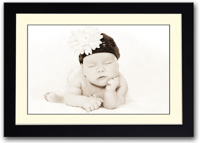 

Baby With Brown Cap B&W Fine Art Print(14 inch X 20 inch, Framed)