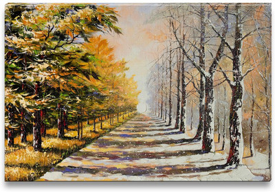 45% OFF on Allegory on Theme Winter-Autumn Canvas Art(12 inch X 18 inch)