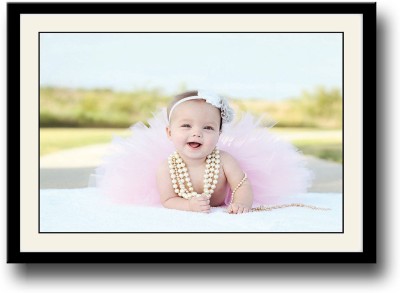 

Cute baby girl with pearls Fine Art Print(10 inch X 14 inch, Framed)