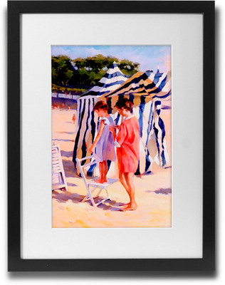 

Shaildha's Water Colour Painting Print of Preparing On Beach Fine Art Print(11 inch X 9 inch)