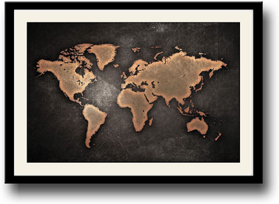 

World Map in bronze colour Fine Art Print(10 inch X 14 inch, Framed)