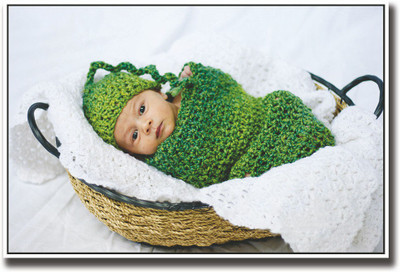 

Baby in green in basket Fine Art Print(12 inch X 18 inch, Rolled)
